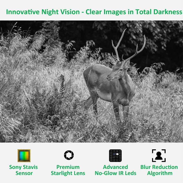 64MP Wildkamera mit Schwarzlicht-IR-940nm-LED, Jagdkamera, Wildtierkamera, 0,1S Bewegungsaktivierung, Wildkamera für die Hirschverfolgung – Detail 3