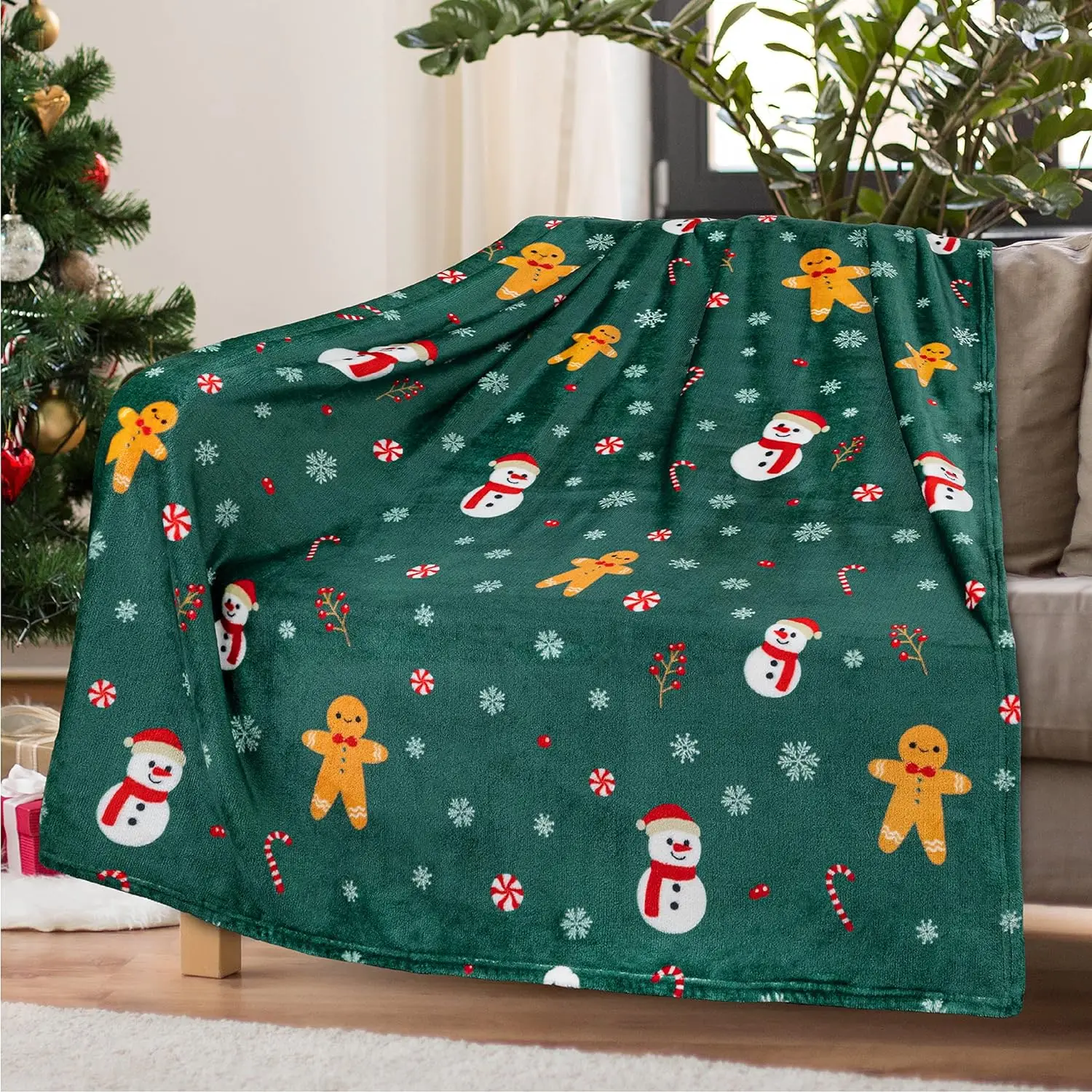 Plaid De Noël Flanelle – Motifs Festifs, 100x150 Cm, Doux Et Chaud, Pour Canapé Ou Lit