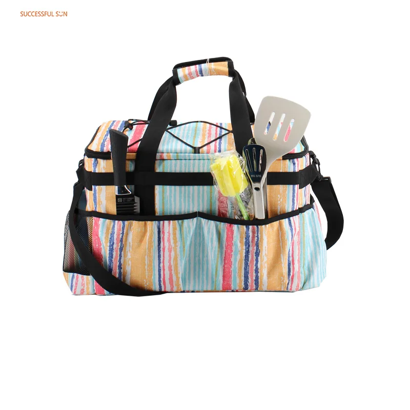 product wholesale customize logo picnic cooler bag food delivery bag for outdoor activities and bbq with lid-9