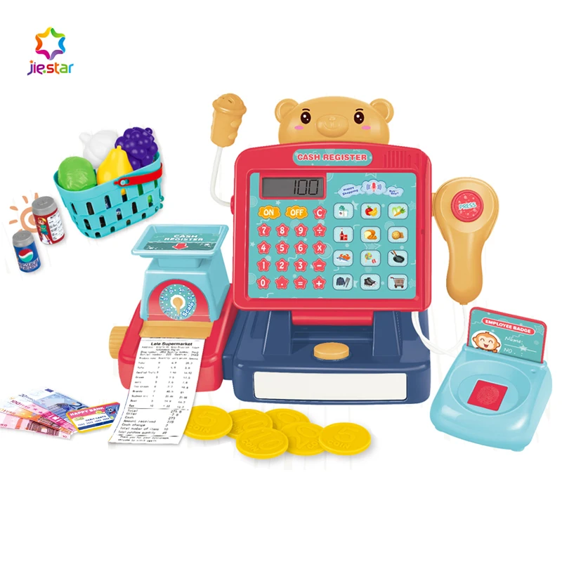 Jiestar Supermarket Cashier Toy With Microphone,Scanner,Calculator