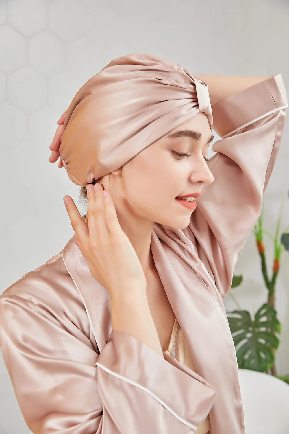 Silk Turban 100% Mulberry Silk Double Layers Sleeping Head Bonnet