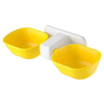 Eco-Friendly Plastic Pet Hanging Cat Feeder Punch-Free Integrated Fixed Double Bowl Water Bottle for Convenient Food Serving Cat