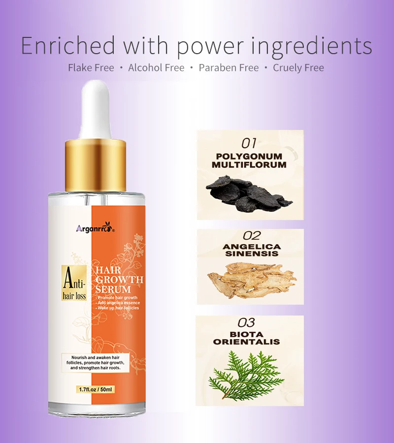 Customize Private Label Natural Essential Argan Oil Hair Loss Treatment Hair Growth Oil Growth Serum