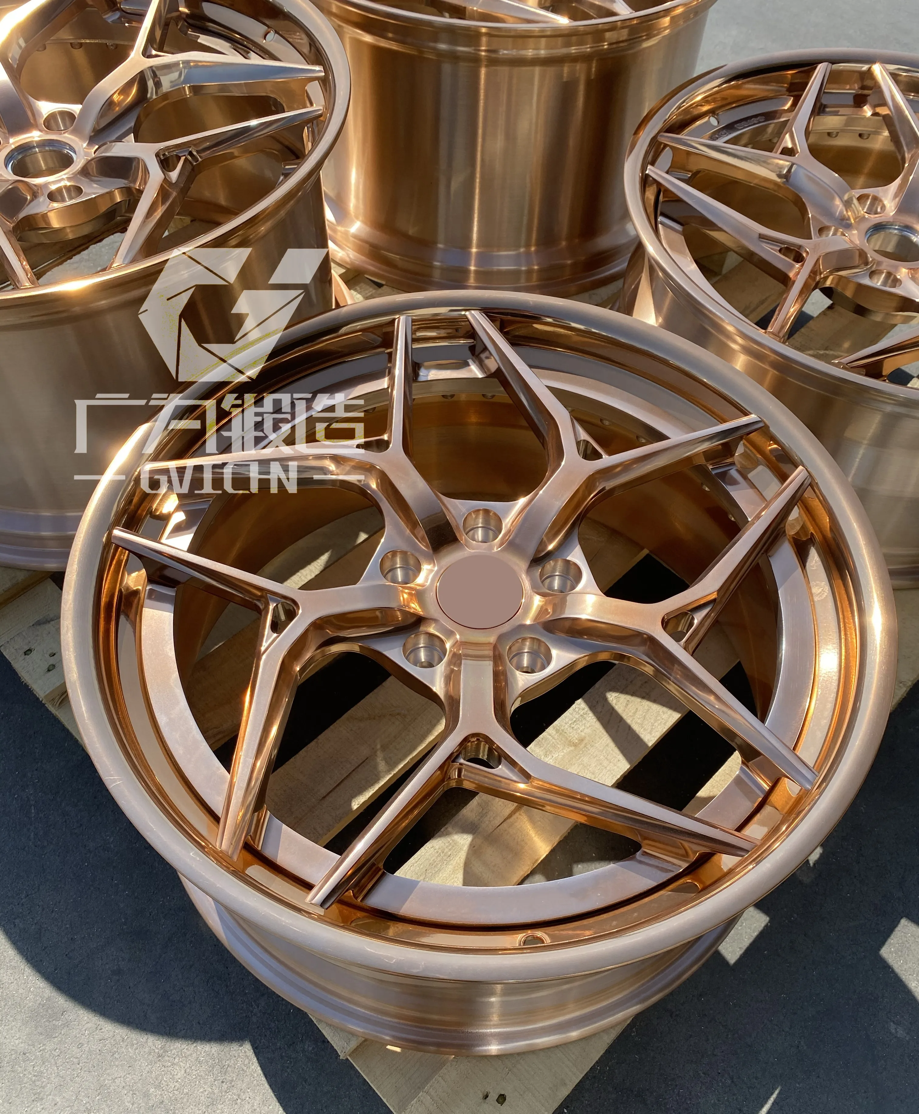 GVICHN 2 piece gloss bronze rim aluminum alloy forged wheels 16 17 18 19 20 21 22 23 24 inch 5x112 5x114.3 5x120