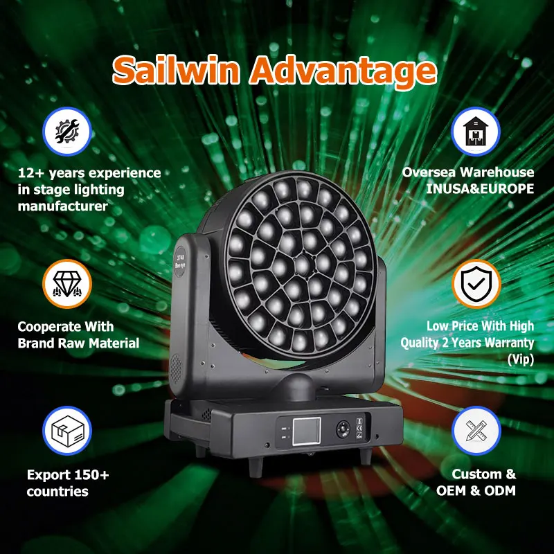 Sailwin 37X40W LED Beam Wash Moving Head Light & DJ Lighting OEM