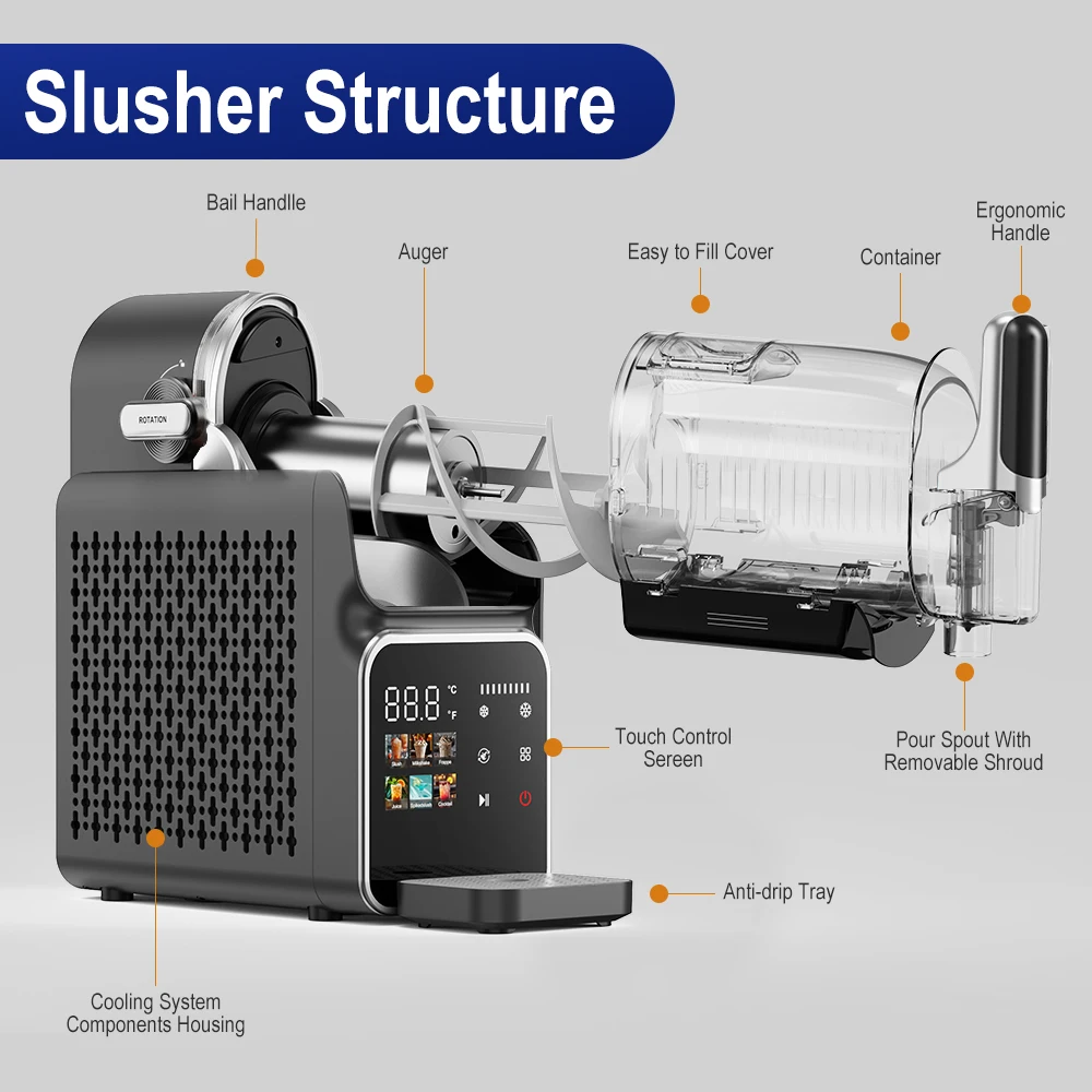 1.8L Slushy Ice Machine Frozen Drink Single Barrel Rotating tank Commercial Slushie Home Making Machine No Ice