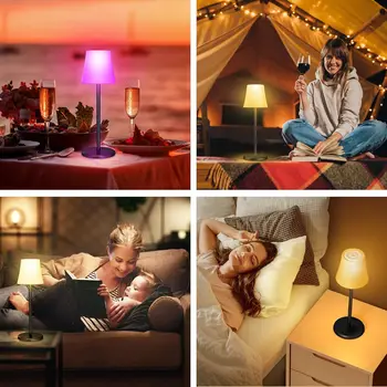 Portable Night Light Warm White and RGB Wireless LED Cordless Bed Desk Table Lamp Timing Memory Function