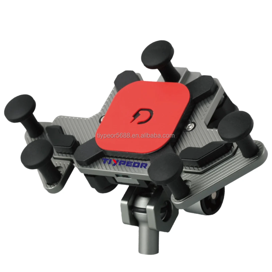 product tiypeor universal motorcycle bicycle bracket maglev shock absorption 15w wireless charger mobile phone 360 degree adjustment-8