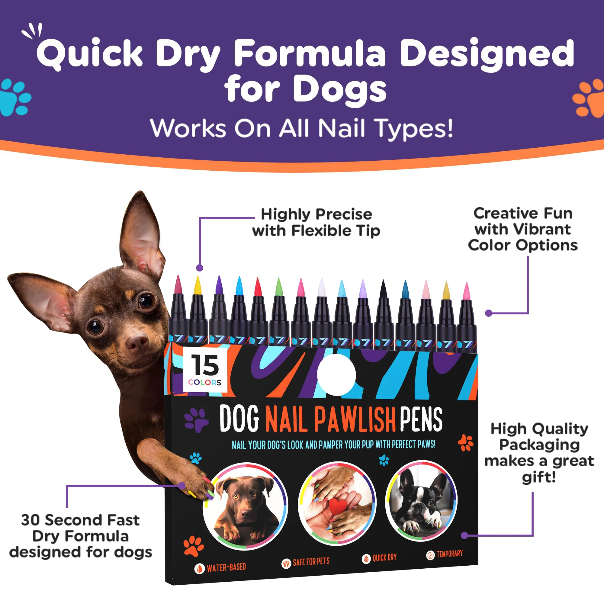 15 Colors Easy Application Dog Safe Nail Polish,Fast Dry Pet Nail Polish For Dogs Or Cats Buy