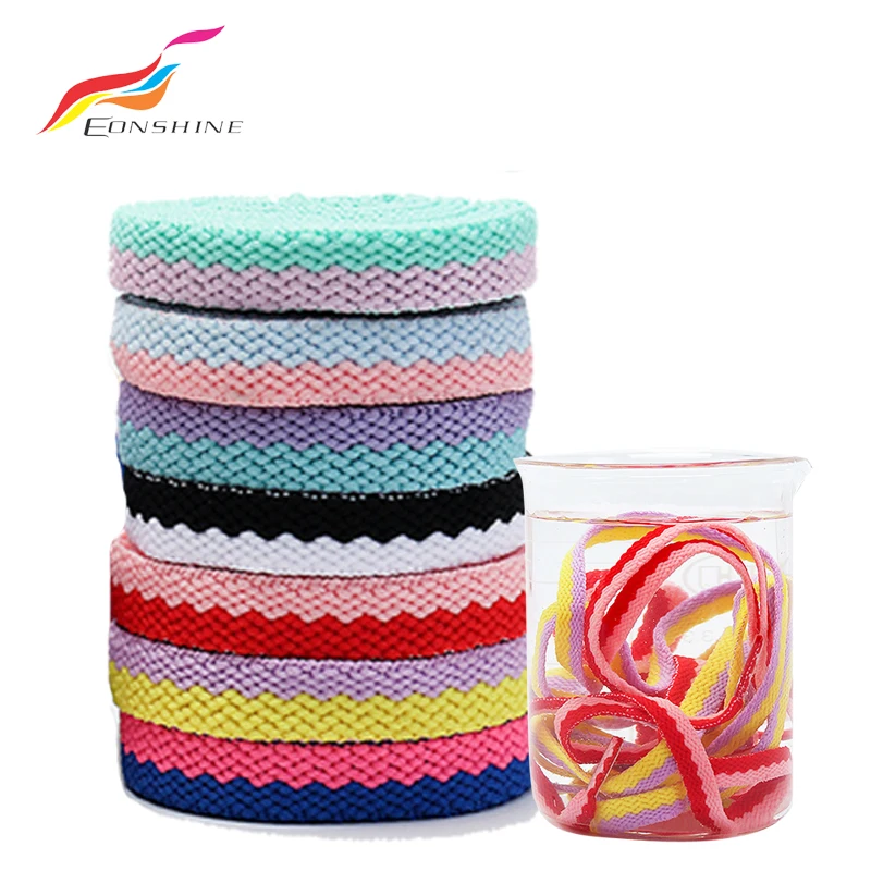 Оптовая продажа плоский полиэстеровый двухцветный Плетеный трикотажный шнур для шнурков