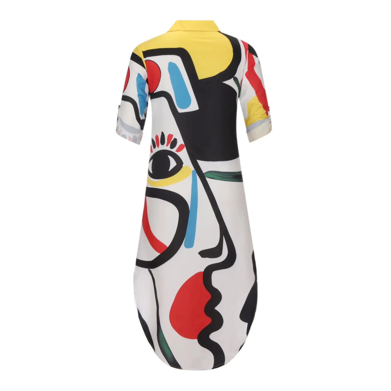 2022 Women's Plus Size Turndown Collar Character Print Dresses Women