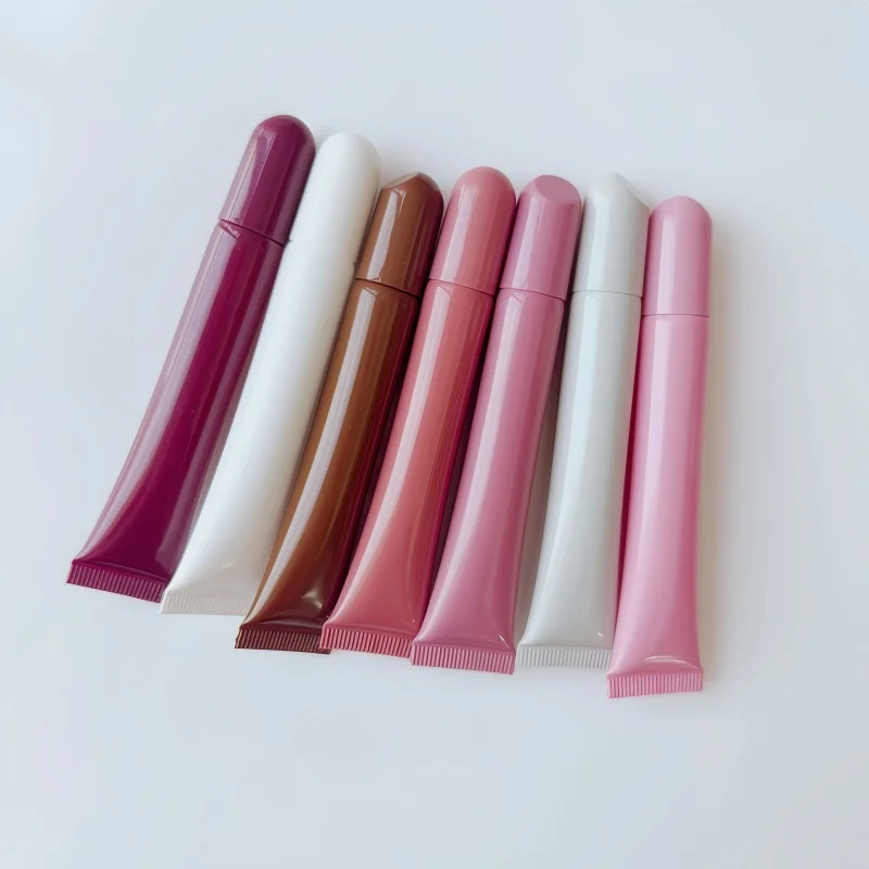 C-Custom 10ml 20ml Squeeze Tube for Lip Gloss Lipstick Lip Balm  Roll on Eye Cream Packaging White Pink Plastic PE Material