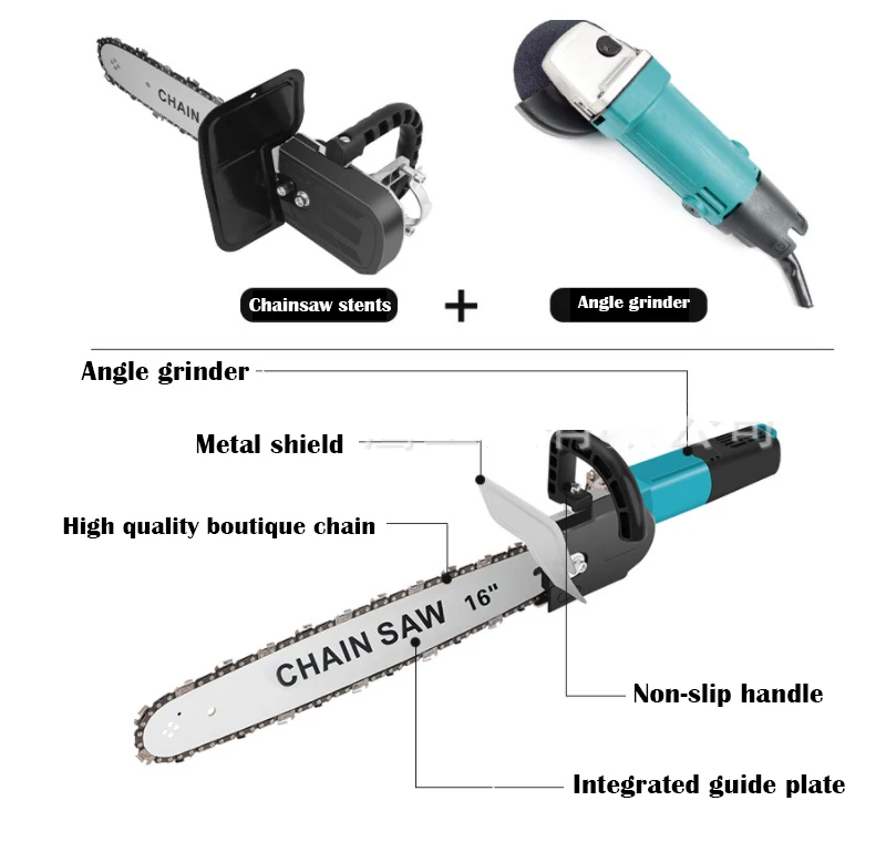 Universal Electric Chain Saw Adapter Modified Electric Chain Saw Bracket  Electric Grinder Chainsaws Attachment for Angle Grinder