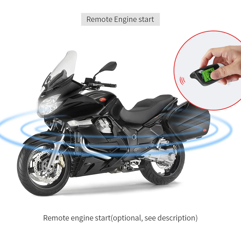 Scooter Alarm with Microwave Sensor Remote Engine Start Stop 2 Way Motorcycle Alarm System