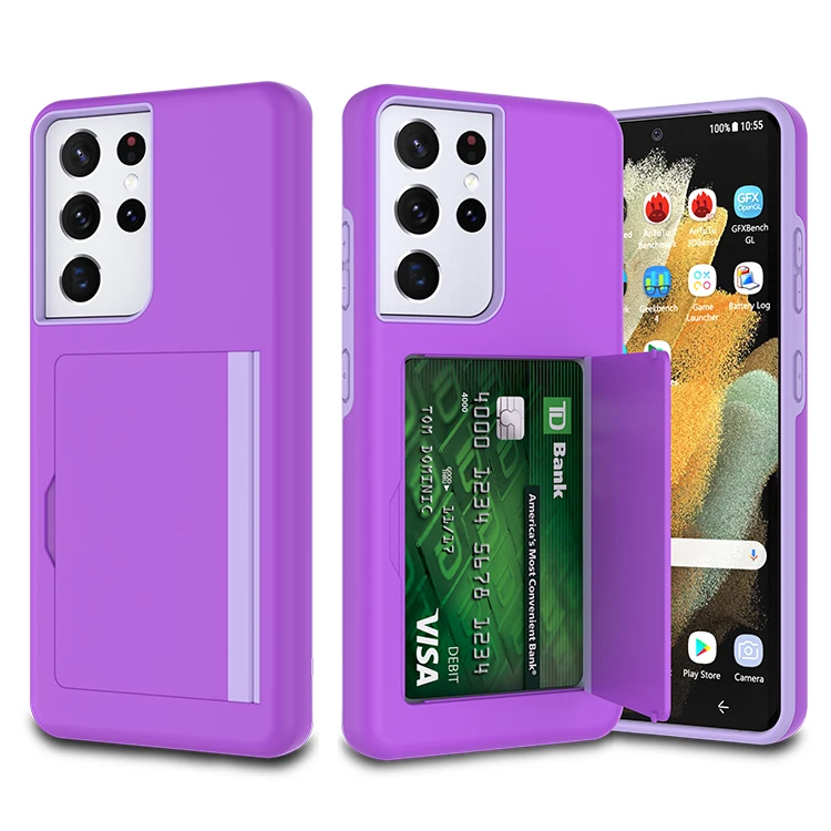 Fashion Girl Purple Credit Card Slot Mobile Phone Case Shockproof Bracket Back Cover For Samsung Galaxy S21 Ultra Plus Buy Tpu Phone Case For Samsung S21 Phone Case Back Cover Luxury Mobile Phone