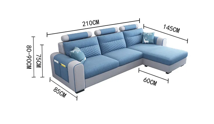 Fabric Sofa Small Apartment Simple Modern Living Room Removable And ...