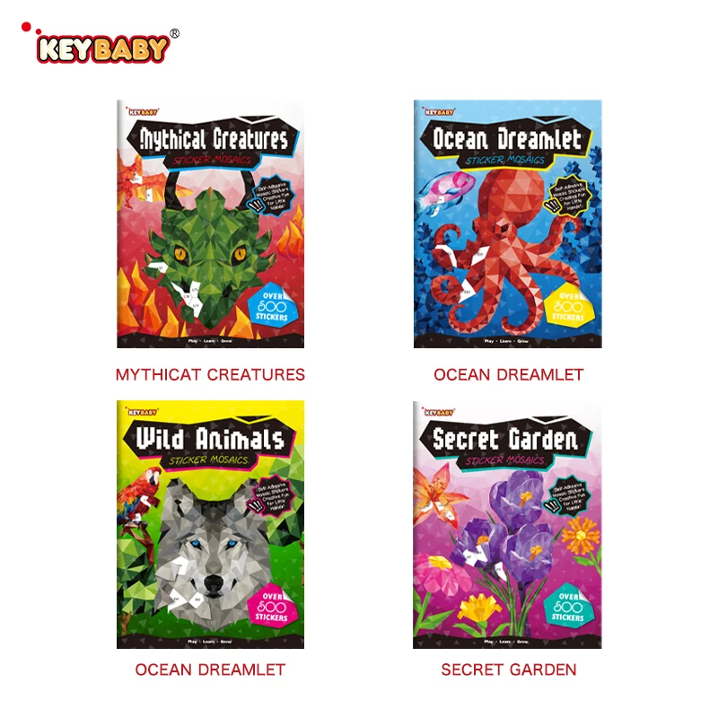 Keybaby Custom 2026 Special Design Book Printing Service Mosaics Puzzle Activity Sticker Books for Kids or Adult