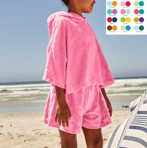 Custom Design Toweling Jacquard Terrycloth Towel Cloth Beach Set Hoodie and Shorts Set Jogging Kids Tracksuit