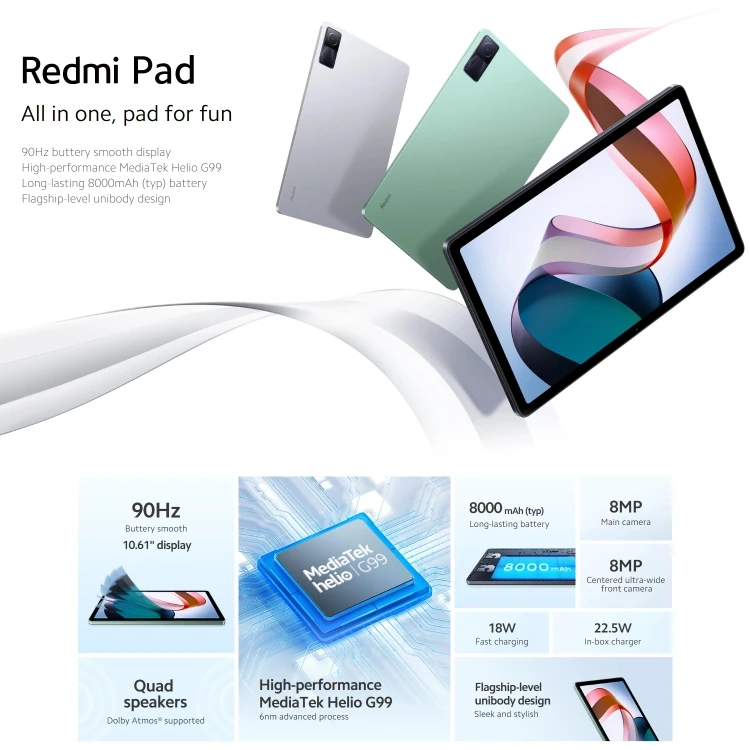 In Stock Global Version Xiaomi Redmi Pad 4GB+128GB MTK Helio G99