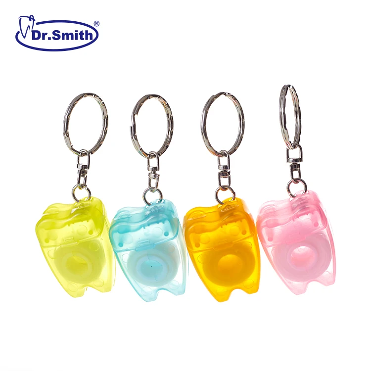 Chinese Chain floss tooth shape floss 15m dental material key chain jewelry can be customized logo