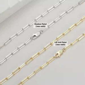 American and European Styles Hiphop S925 Sterling Silver Italian Jewelry 3mm 6mm 14K Gold Plated Curb Paperclip Chain for Women
