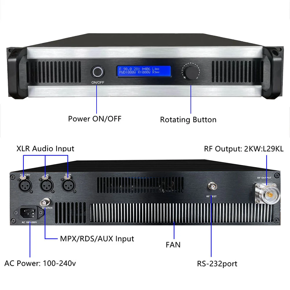 2000 Watts Fm Radio Transmitter 2000W 2kw Fm Transmitter for Radio Station