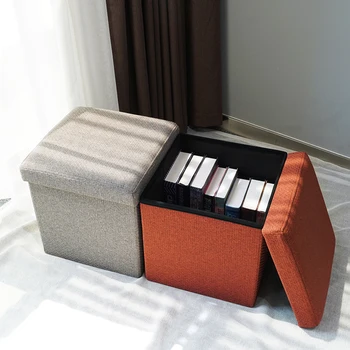 Wholesale Square Folding Fabric Storage Stools Ottomans Seat With Large Space