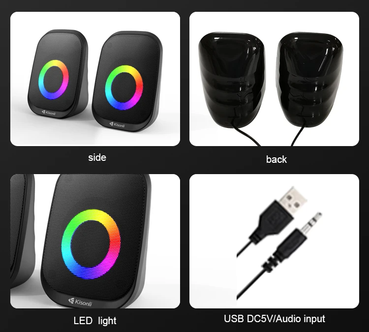 Kisonli X7 tragbare USB 2.0 Mini-Lautsprecher mit buntem Licht