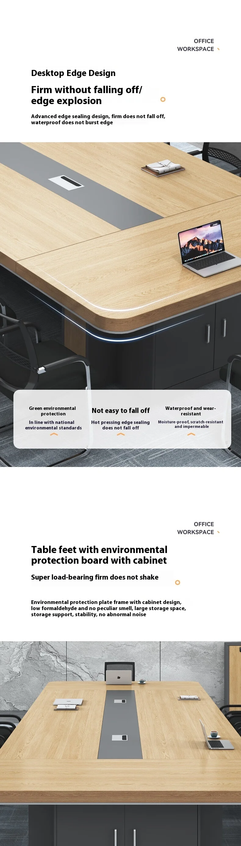 Modern Office Furniture Wood Panel Desk Set & Conference Room Boardroom Meeting Table with Chairs