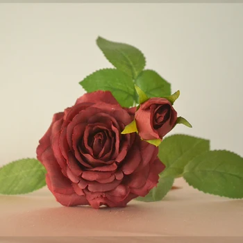 DIY bouquets Morandi colors silk rose artificial flowers for Home wedding decoration
