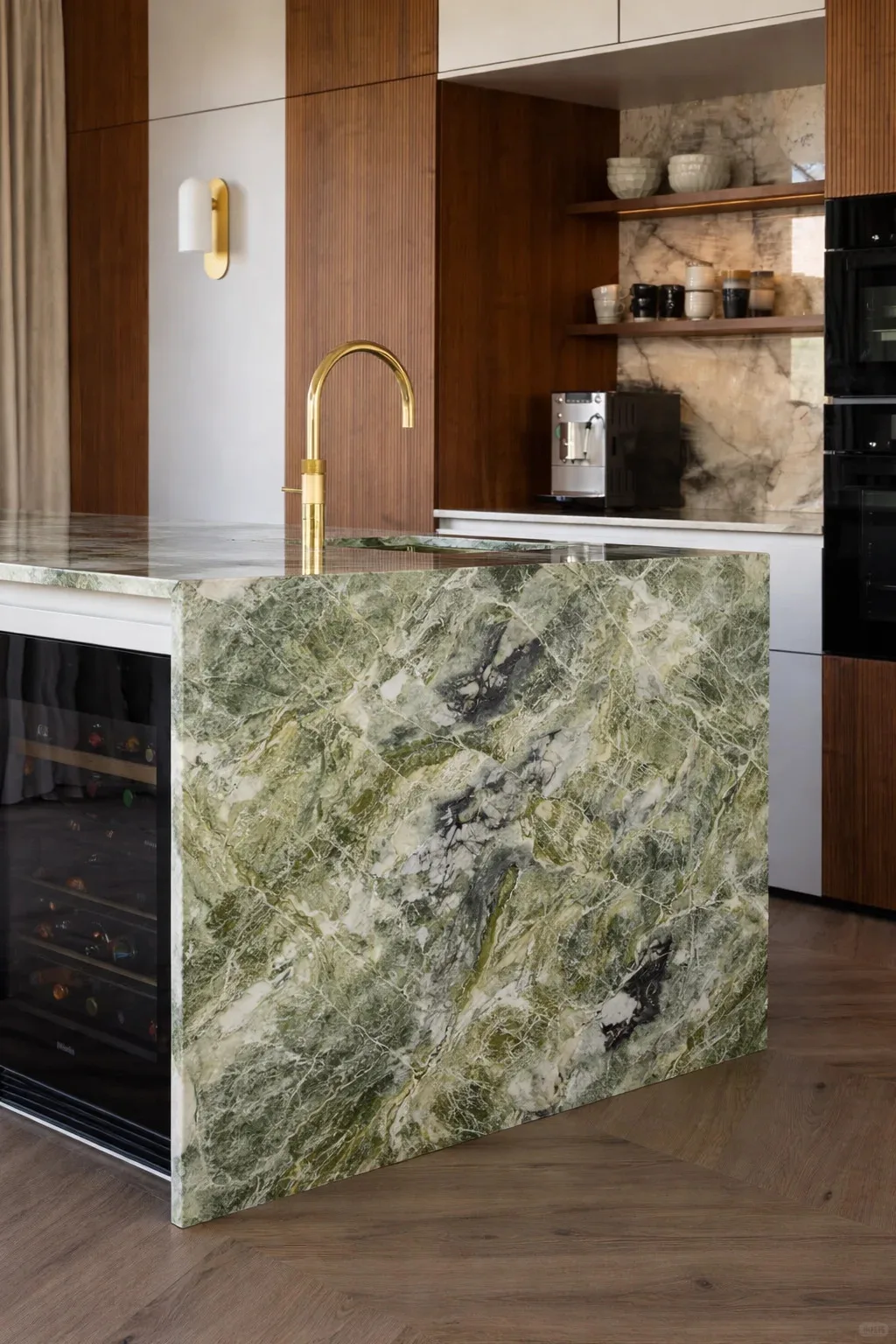 product china emerald green marble countertops vanity tops  table tops design natural green marble counter top stone island-5