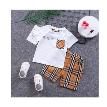 2021 Sping New Fashion Children's Clothes Short Sleeve Boy's Suits 100% Cotton Kids Clothing set