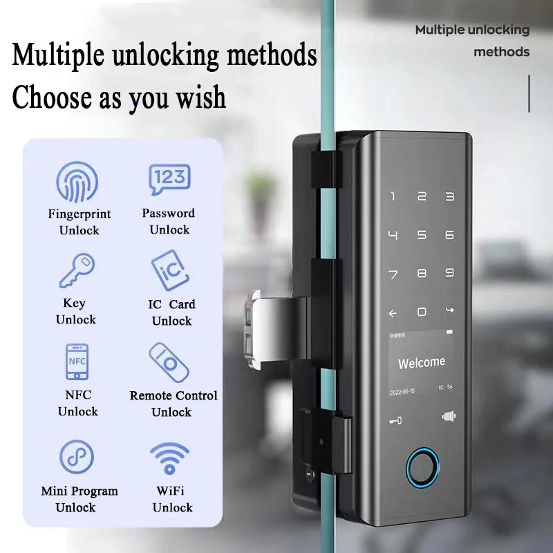 2023 New Arrival G9S Tuya APP Lock Password Code Card Key Fingerprint Smart Door Lock for Glass Door