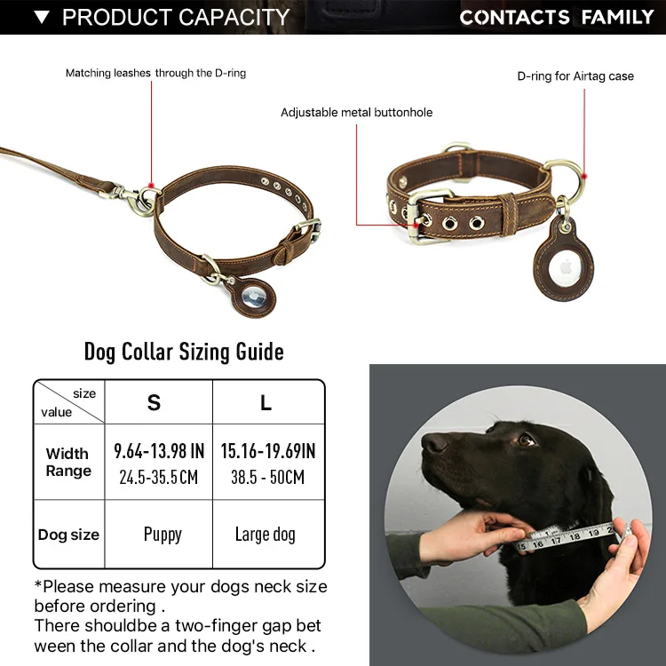 Custom Genuine Leather Airtag Case Dog Collar Bulk For Small Medium