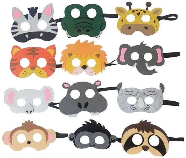 Felt Animal Mask With Elastic Bands For Kids Theme Party Cartoon Kids ...