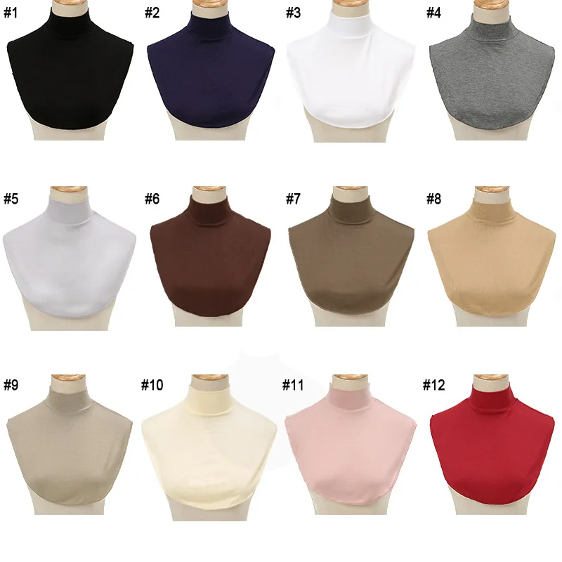 Sciarpa Finta Collo A Tartaruga Donna Hijab Copripetto Morbida In Cotone - Colore Blu