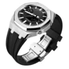 Boîtier argenté + Bracelet noir