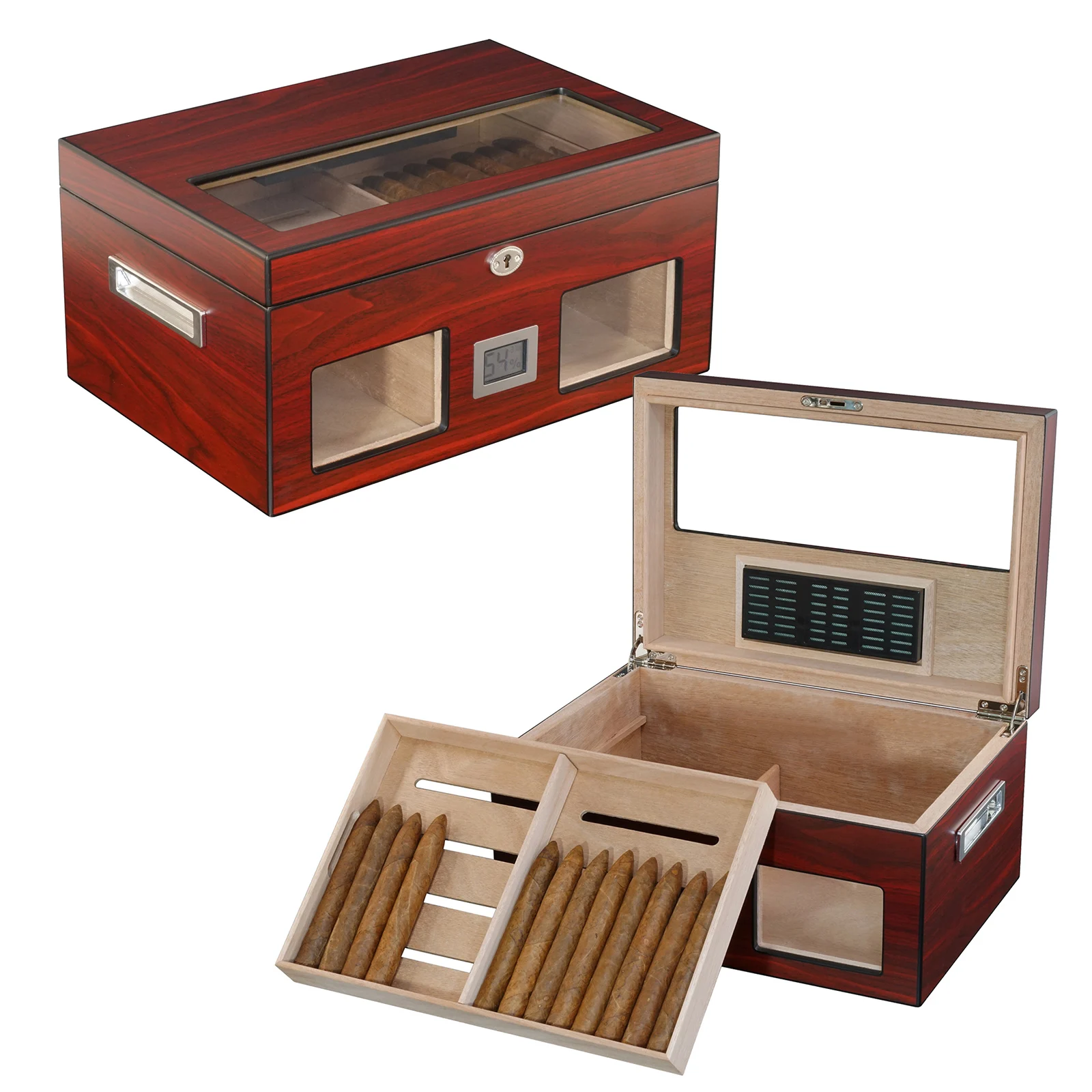 Роскошный деревянный прямоугольный хьюмидор Sonny ручной работы 100 CT контейнер для сигар с аксессуарами в коробке
