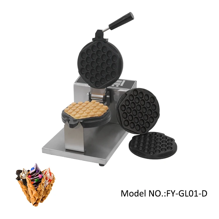 Wholesale Digital Nonstick Rotating Waffle Maker Price 110V 220V Electric Commercial Changeable Plate Egg Bubble Waffle Machine