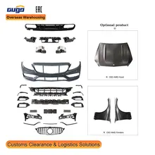 GUGO Auto Parts for 2015-2021 MERCEDES-BENZ C-Class W205 SPORT UPGRADE Bodykit Front Bumper Car Accessories to C63 AMG MODEL