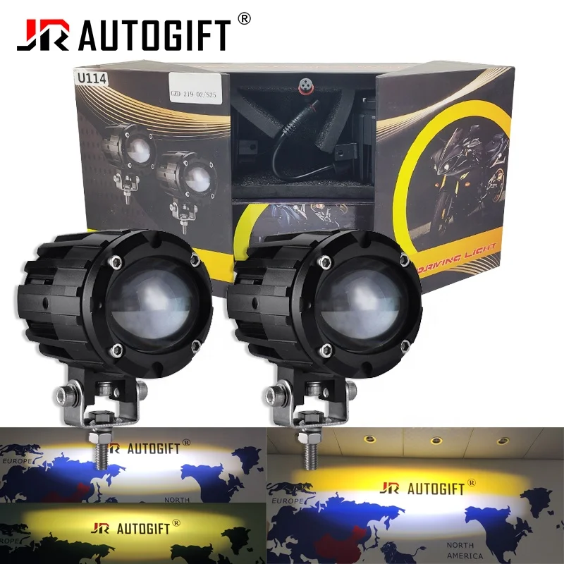 Светодиодная фара для мотоцикла прожектор с линзами двойного цвета квадроциклов скутеров кафе Racer дополнительный 70