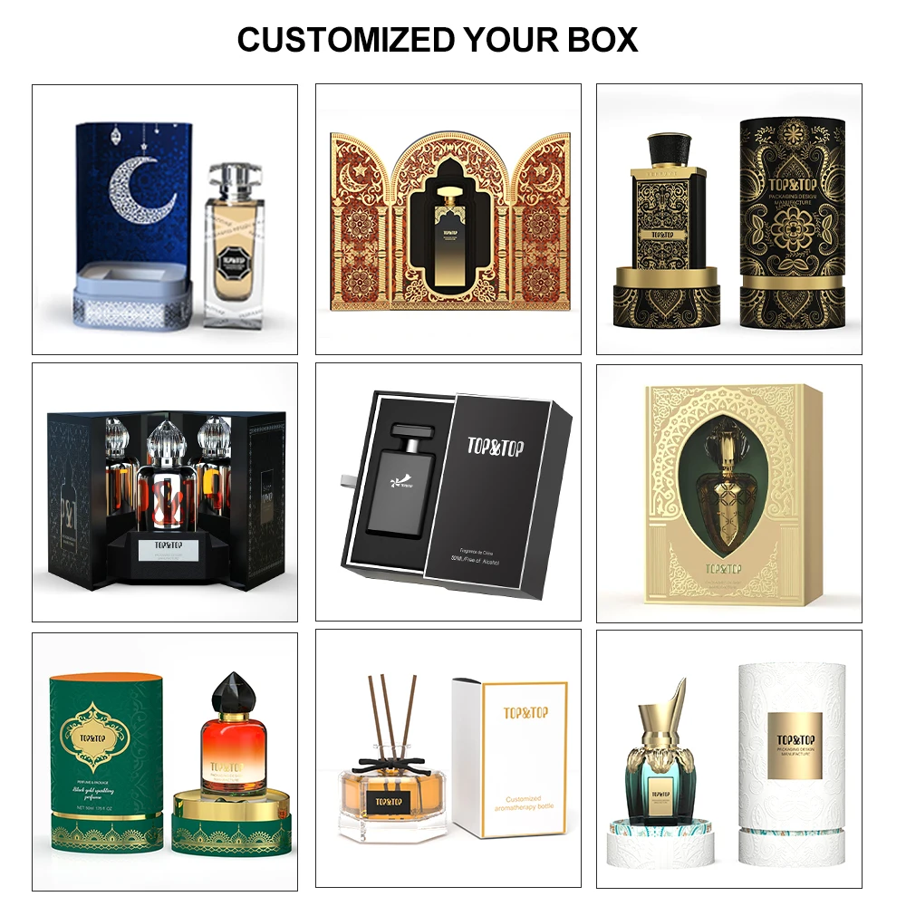 Custom Design square Paper Cardboard Carton Empty Luxury Gift Essential Oil Perfume 30ml 50ml 100ml Bottle  Packaging Box