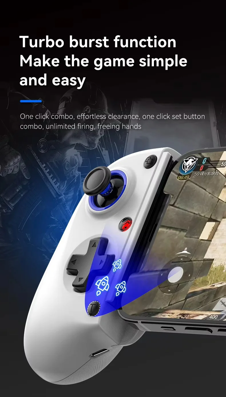 Mobile Gaming D11 Stretch Game Controller Gamepad Hall Trigger for Switch PC Android IOS BT Gaming Controller for Mobile Phone