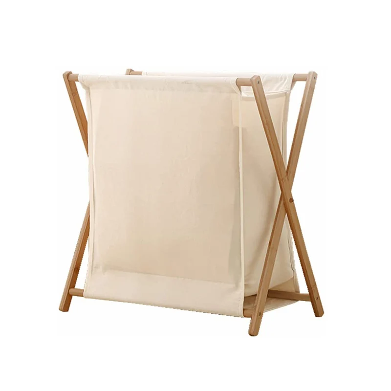 Bamboo Wood Xframe Laundry Hamper With Lid Collapsible Dirty Clothes