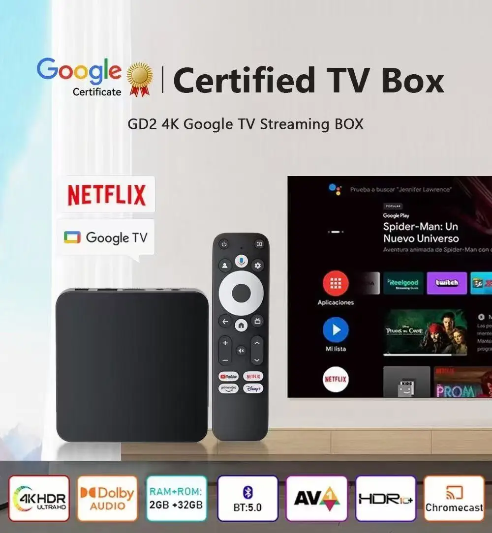 Dcolor GD2 4K Android Set Top Box Manufacturer New Arrival Voice Control Google Certified Android Tv Box