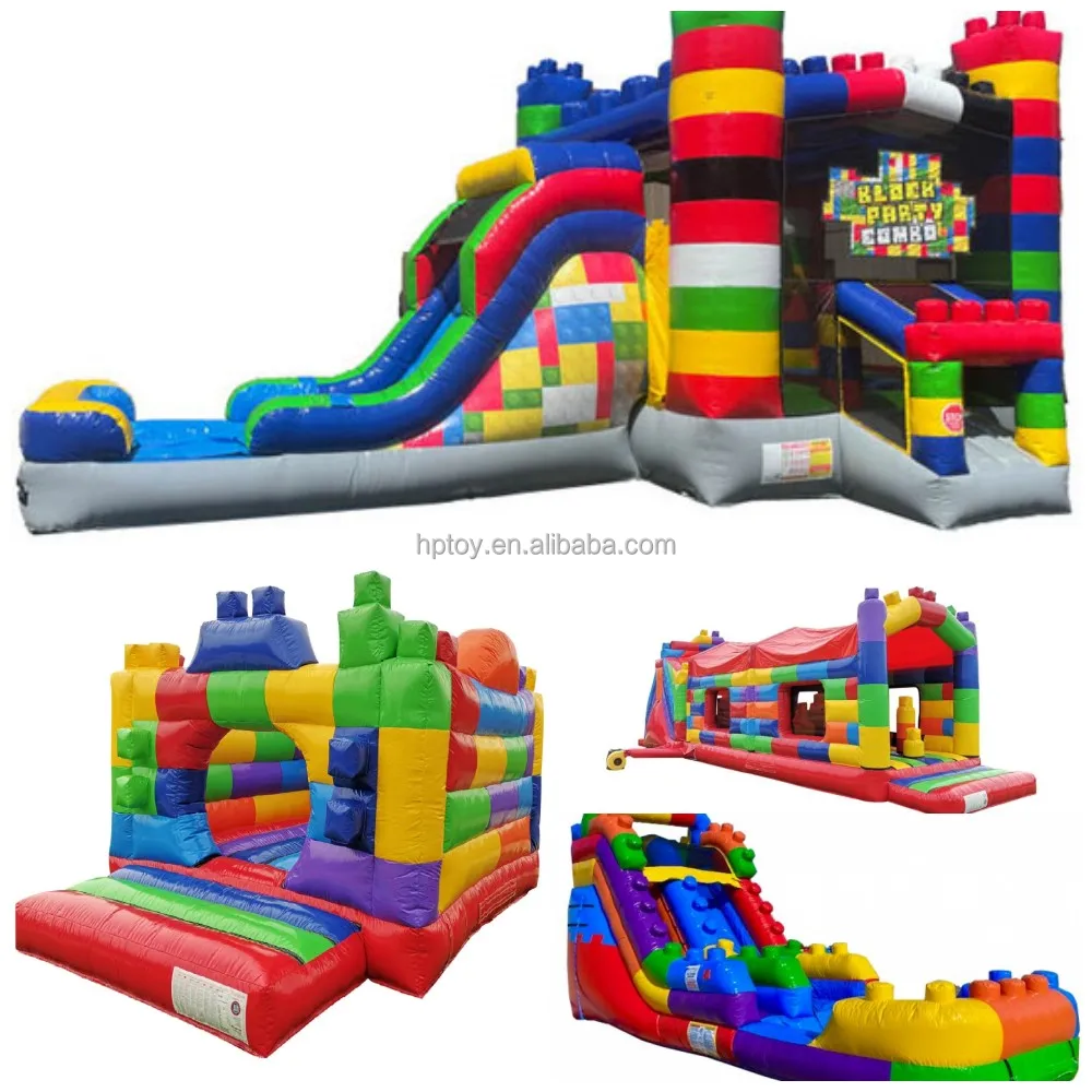Building Block Bouncy Castle Inflatable Bounce House Slide Combo With