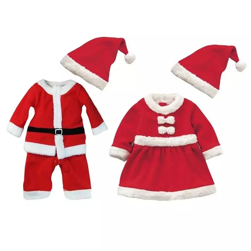 Navidad niños ropa conjunto niños niños niñas rojo santa claus traje 