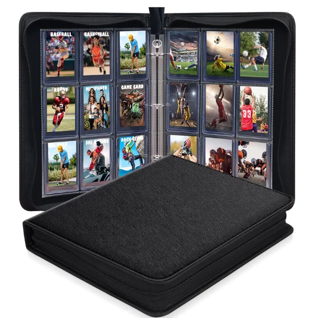 9 Pocket Pu Leather Yugioh Trading Card Game (TCG) Go Pokemone Album  Postcard Mtg Denim Pattern OEM LOGO Trading Card Binder