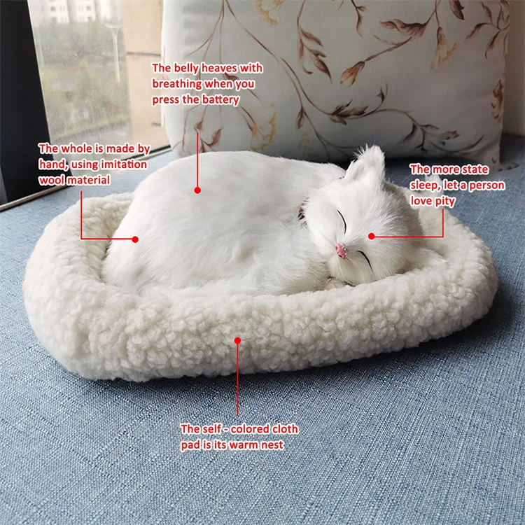 breathing sleeping cat stuffed animal