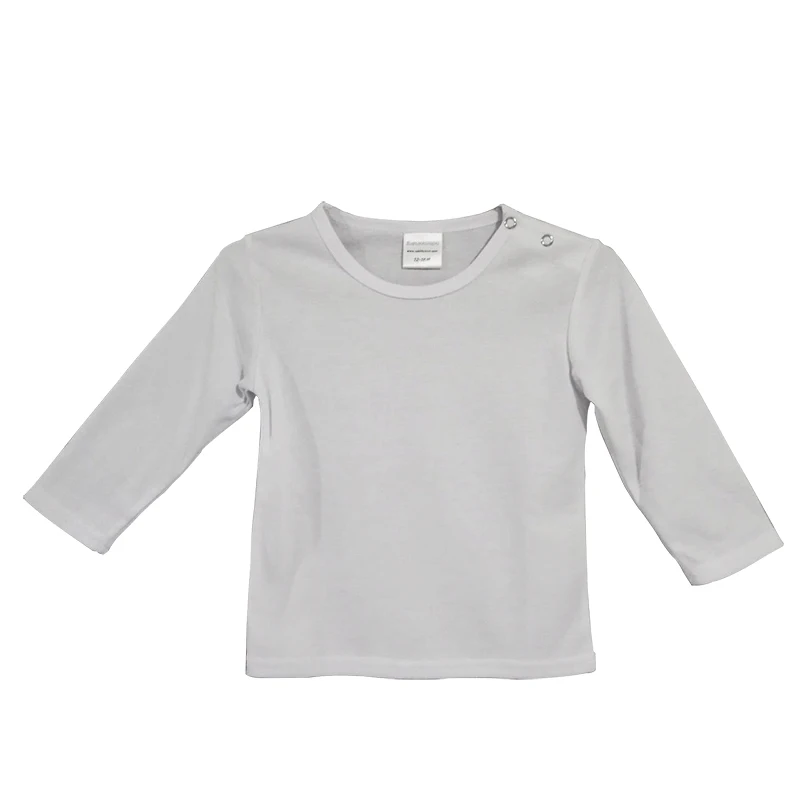 Сублимационная пустая удобная детская футболка из полиэстера с длинными рукавами и защелками